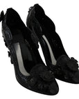 Black Floral Crystal CINDERELLA Women's Shoes