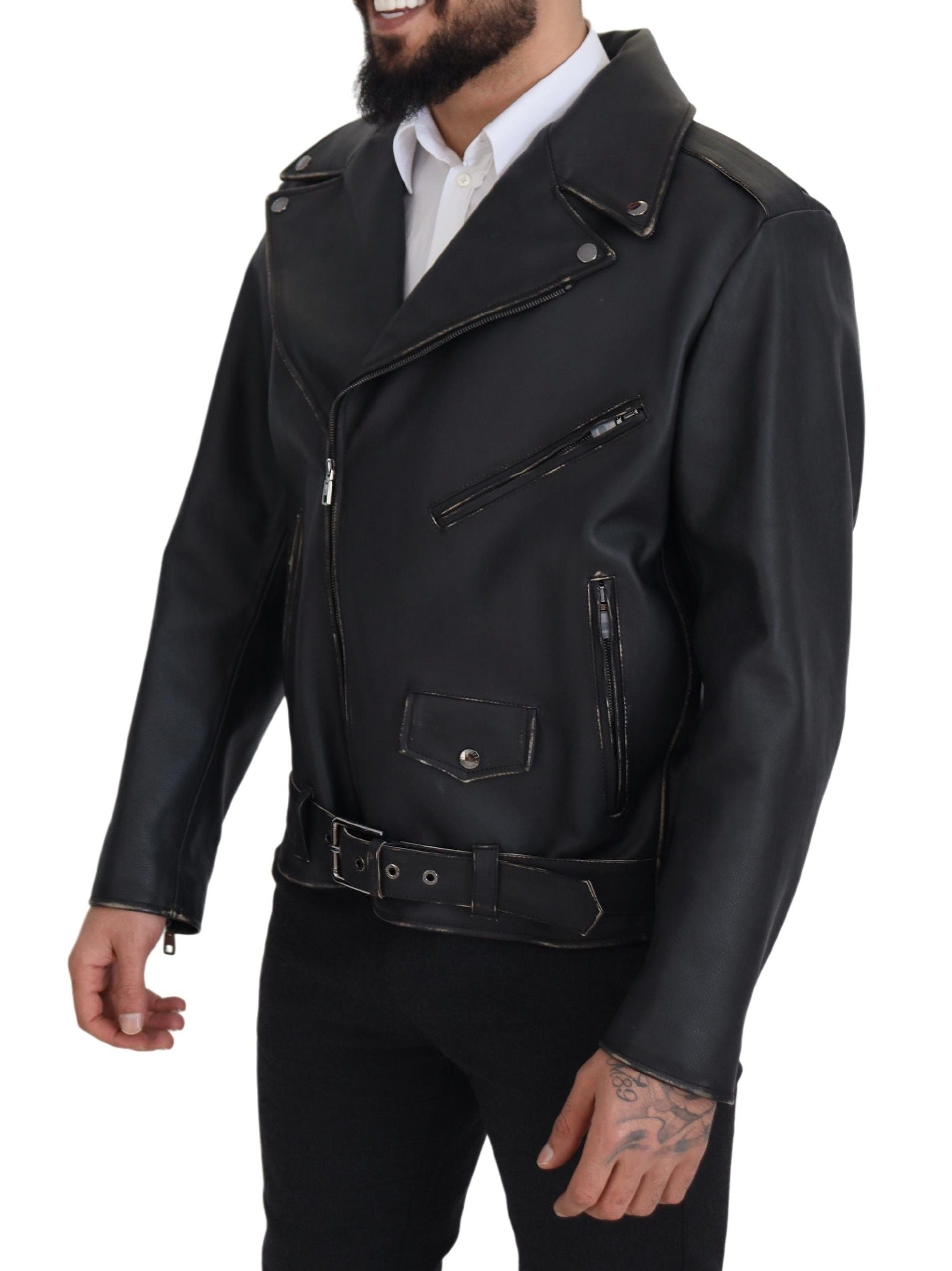 Elegant Black Leather Biker Jacket
