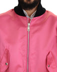 Elegant Pink Nylon Bomber Jacket