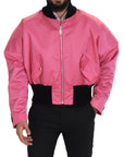 Elegant Pink Nylon Bomber Jacket