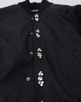 Elegant Black Crystal-Embellished Bomber Jacket