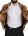 Elegant Dark Camel Zip Blouson Jacket