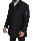 Sleek Patterned Wool Double Breasted Jacket