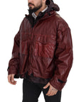 Elegant Bordeaux Full Zip Hooded Jacket