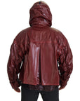 Elegant Bordeaux Full Zip Hooded Jacket