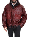 Elegant Bordeaux Full Zip Hooded Jacket