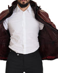 Elegant Bordeaux Full Zip Hooded Jacket