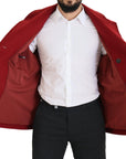 Elegant Red Double Breasted Wool Jacket