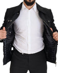 Elegant Full Zip Black Wool Blend Jacket