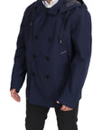 Elegant Double-Breasted Blue Parka Jacket