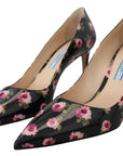 Elegant Floral Print Leather Pumps