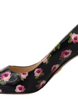 Elegant Floral Print Leather Pumps