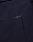 Elegant Double-Breasted Blue Parka Jacket