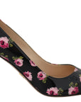 Elegant Floral Print Leather Pumps