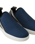 Elegant Blue & White Loafer Sneakers