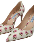 Elegant Floral Print Leather Heels