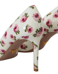 Elegant Floral Print Leather Heels