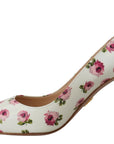 Elegant Floral Print Leather Heels