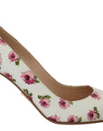 Elegant Floral Print Leather Heels