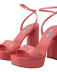 Chic Pink Patent Leather Platform Sandals