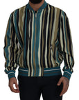 Multicolor Full Zip Silk Blend Jacket