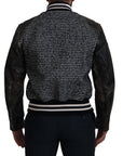 Multicolor Houndstooth Leather Bomber Jacket