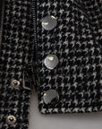 Multicolor Houndstooth Leather Bomber Jacket