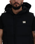 Sleek Black Hooded Short Sleeve Jacket