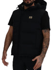 Sleek Black Hooded Short Sleeve Jacket