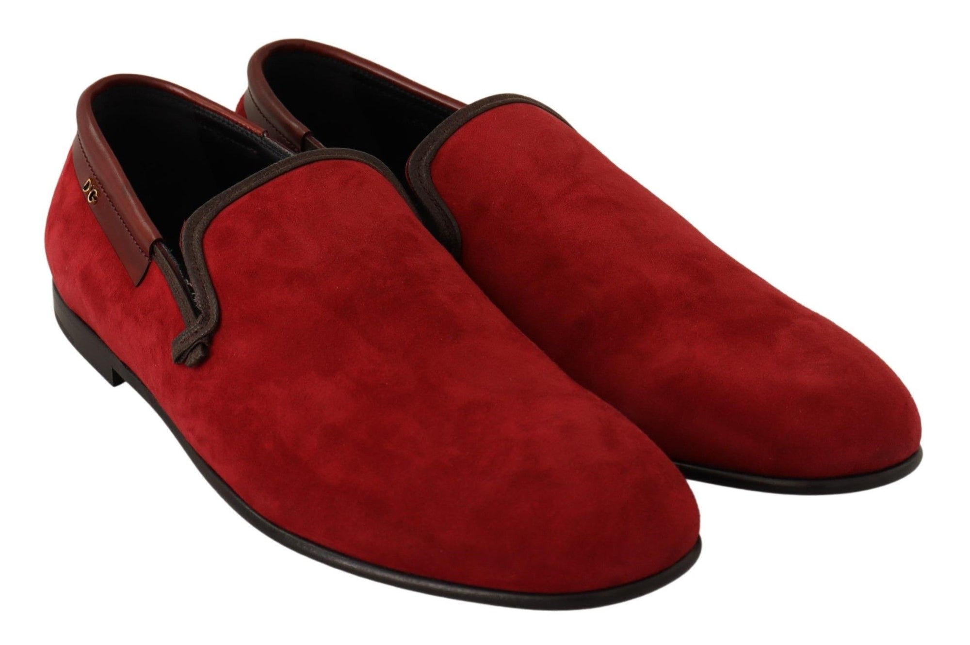 Red Suede Leather Slip On Loafers Men&#39;s Shoes