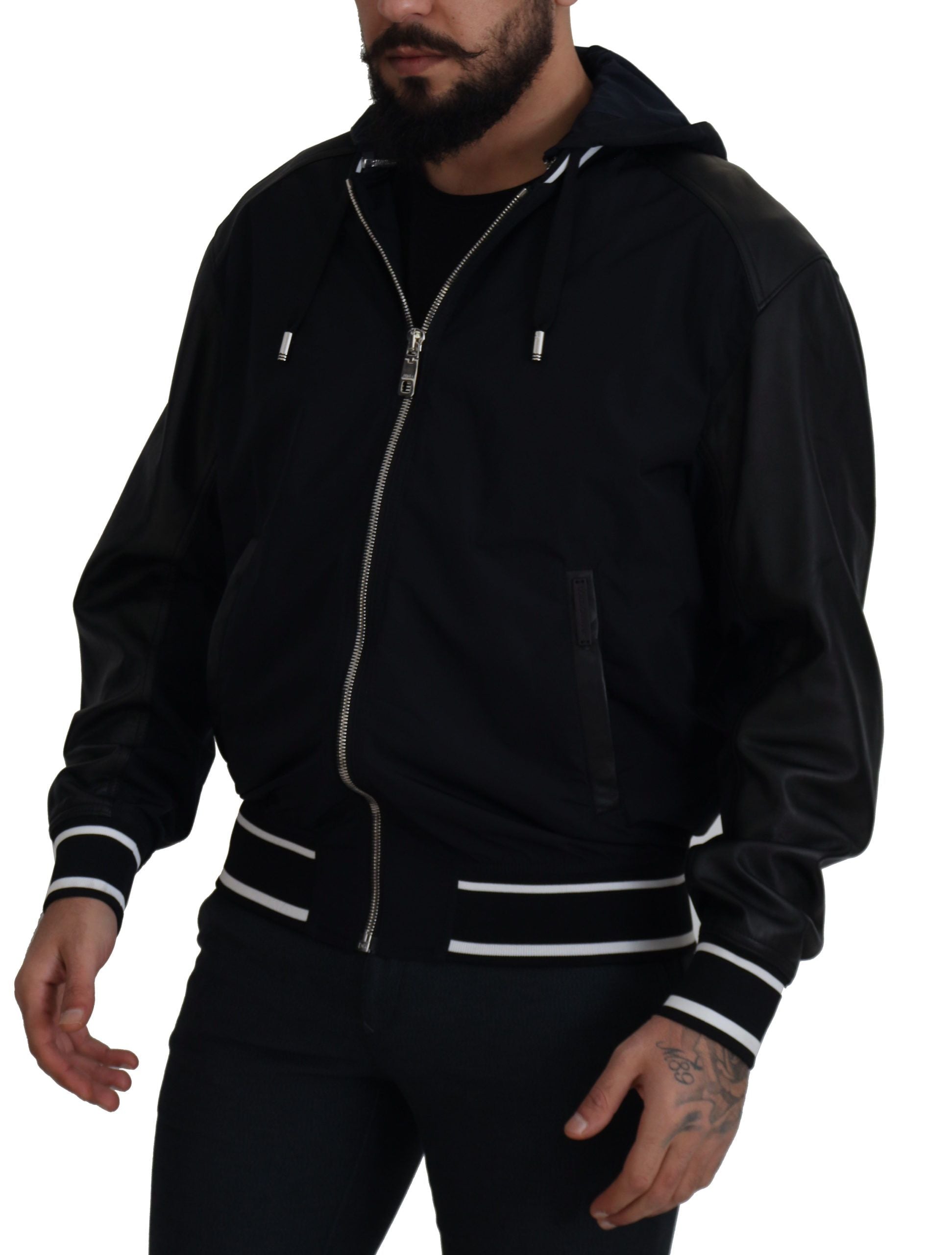 Elegant Black Bomber Blouson Jacket