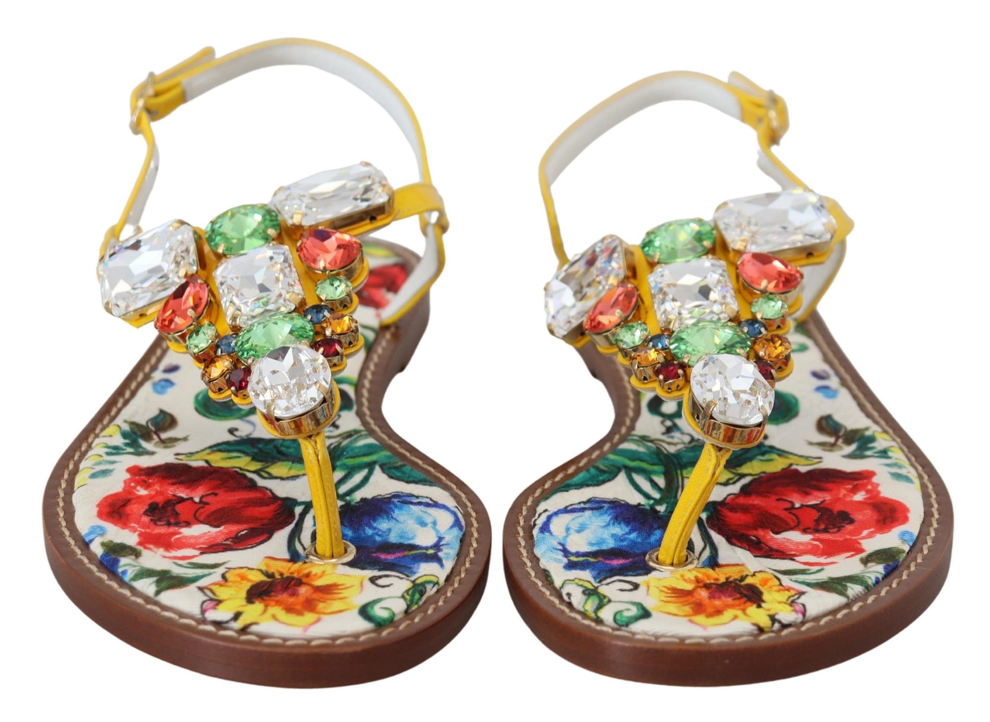 Majolica Crystal Embellished Leather Sandals