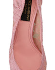 Pastel Pink Lace Crystal Embellished Pumps