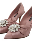 Crystal-Embellished Silk Bow Pumps