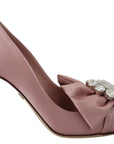 Crystal-Embellished Silk Bow Pumps