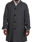 Elegant Gray Plaid Trench Coat