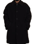 Elegant Black Alpaca Wool Blend Jacket