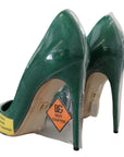 Emerald Elegance Leather Heels Pumps