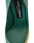 Emerald Elegance Leather Heels Pumps