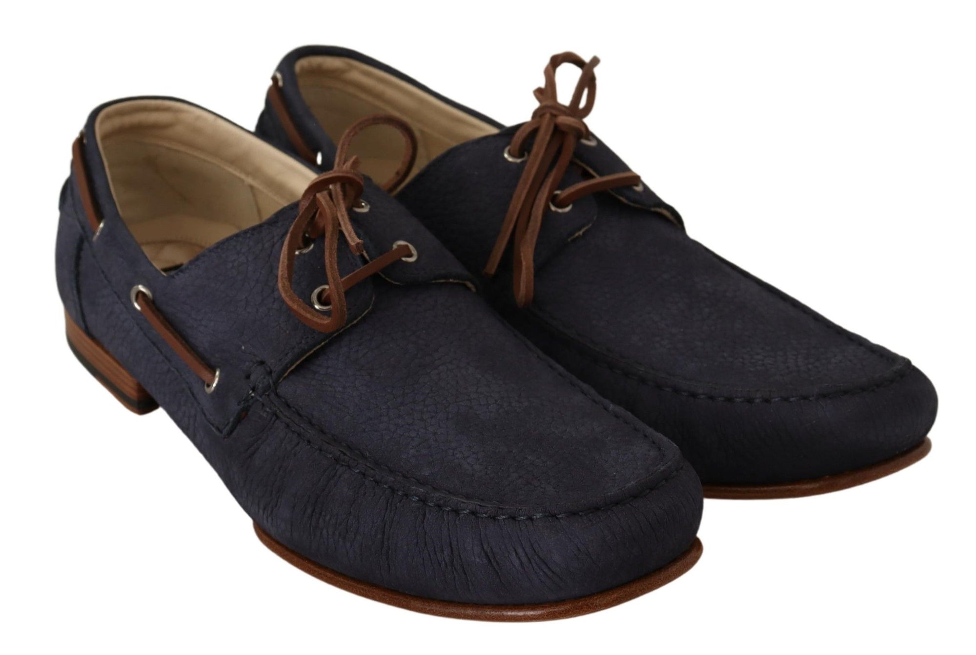 Elegant Blue &amp; Brown Leather Boat Shoes