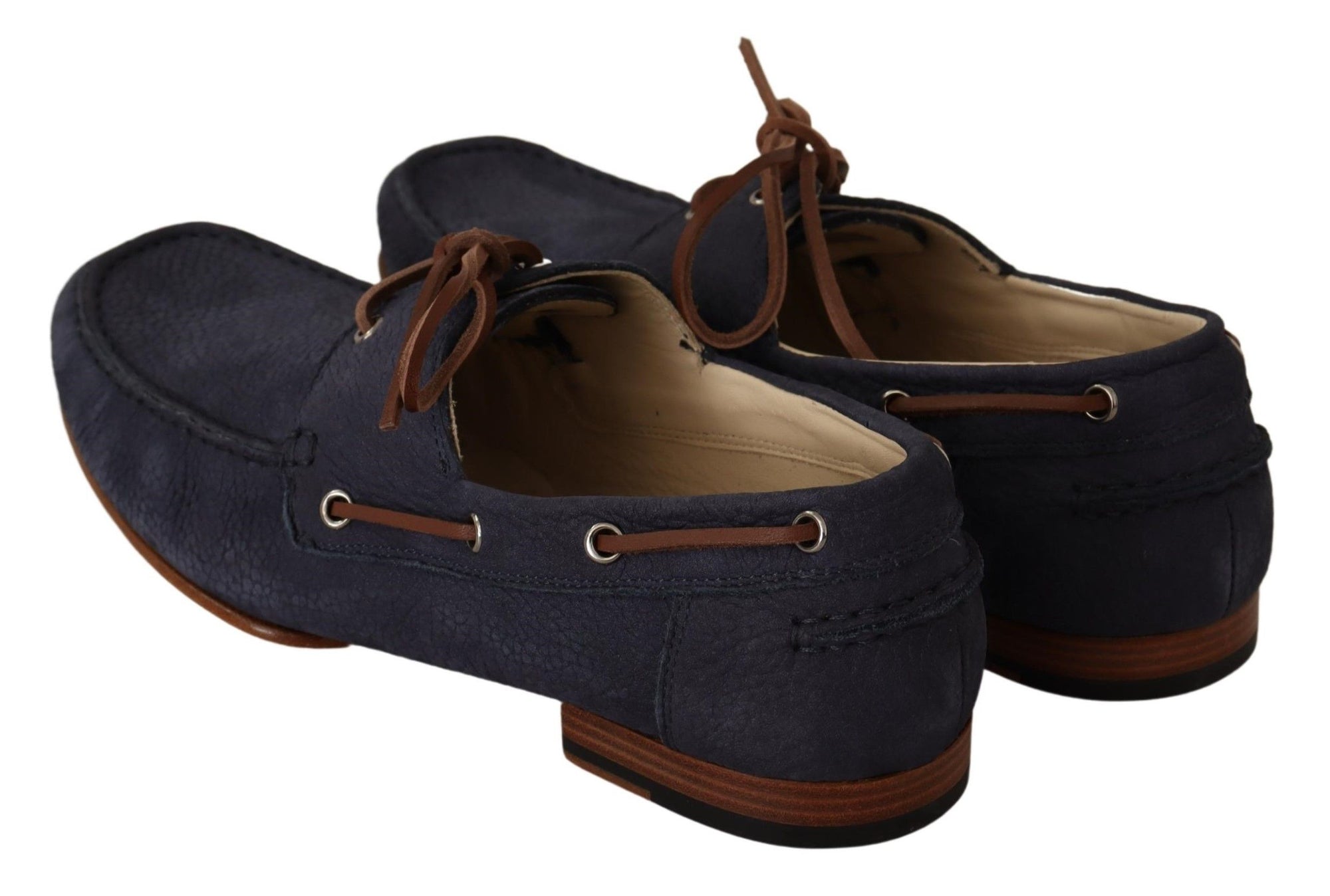 Elegant Blue &amp; Brown Leather Boat Shoes