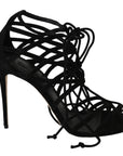 Elegant Black Suede Gladiator Stilettos