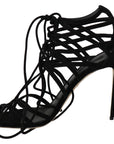 Elegant Black Suede Gladiator Stilettos