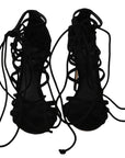 Elegant Black Suede Gladiator Stilettos