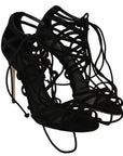 Elegant Black Suede Gladiator Stilettos