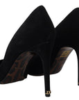 Elegant Black Suede Stiletto Heels Pumps