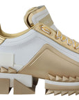 Elegant White and Gold Leather Sneakers