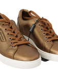 Golden Metallic Leather Sneakers