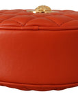 Elegant Round Nappa Leather Crossbody Bag