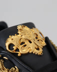 Elegant Portofino Leather Sneakers in Black